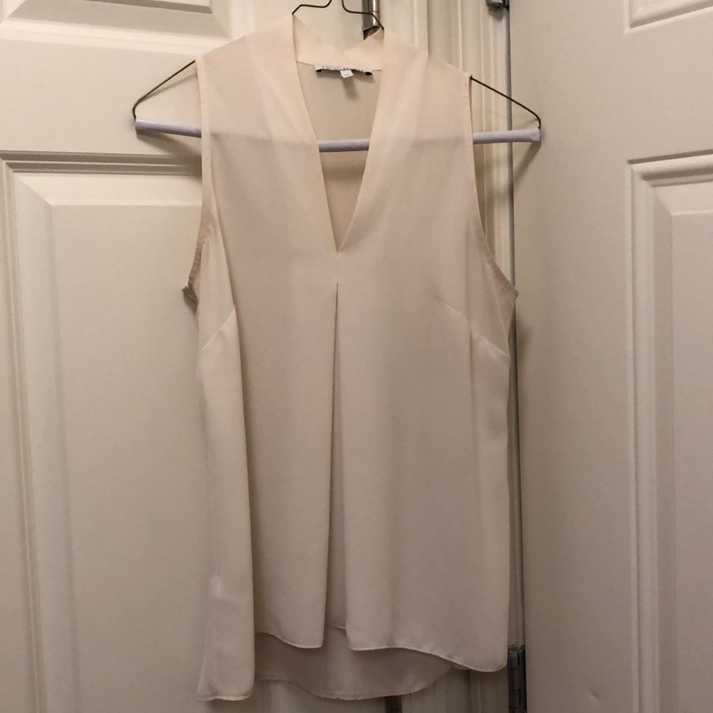 Beautiful sheer v neck sleeveless blouse